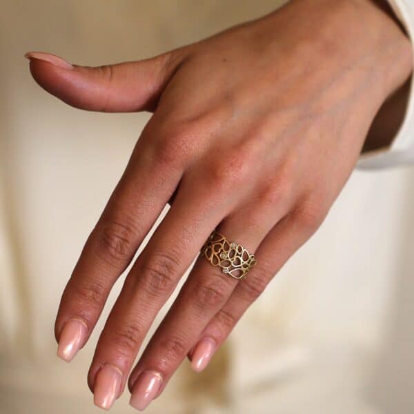 14 karat Blonde ring m. diamanter
