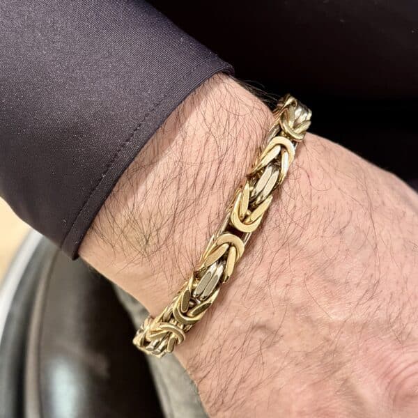 Massivt kongekæde armbånd i 18 karat guld samt 14 karat hvidguld